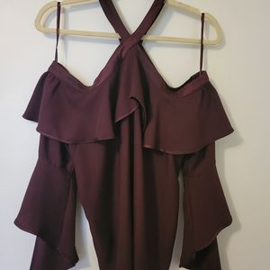 Ann Taylor LOFT Plum Off the Shoulder Top